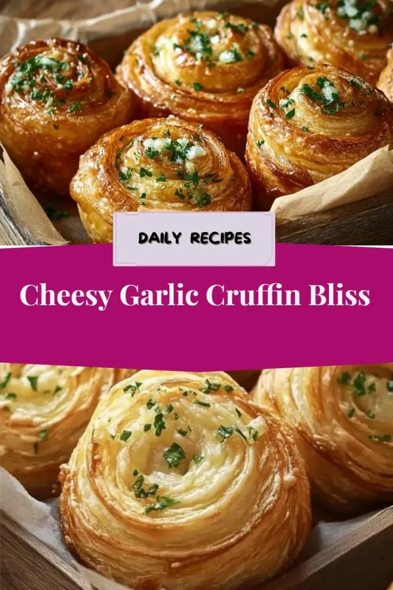 Delicious Cheesy Garlic Cruffin with golden flaky pastry and melted cheese