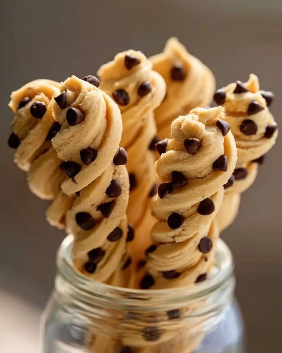 Delicious chocolate chip cookie dough twists freshly baked and drizzled.