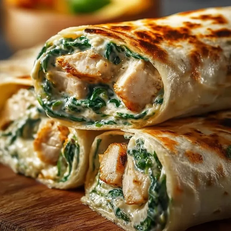 Creamy Garlic Chicken Spinach Wraps served on a plate with fresh ingredients.