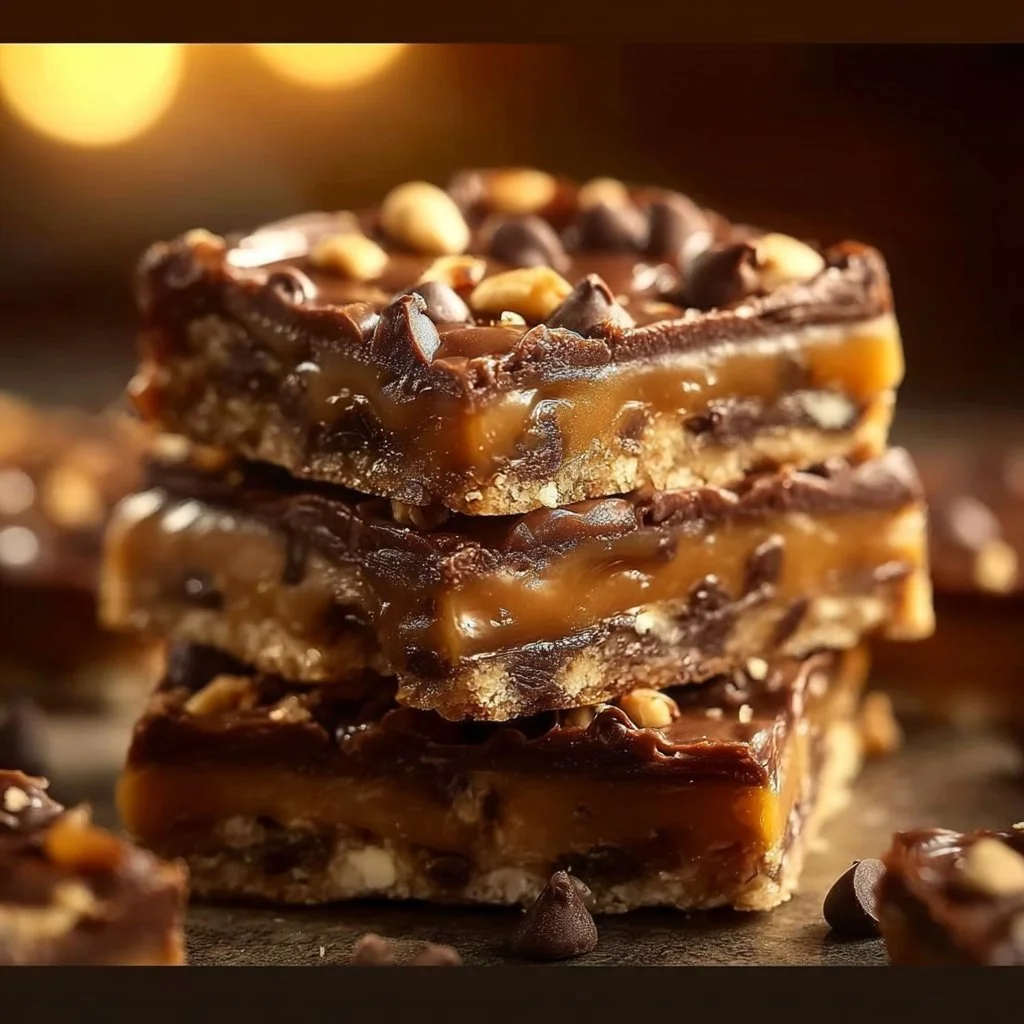 Delicious gooey chocolate toffee dessert bars with a rich chocolate layer and crunchy toffee bits
