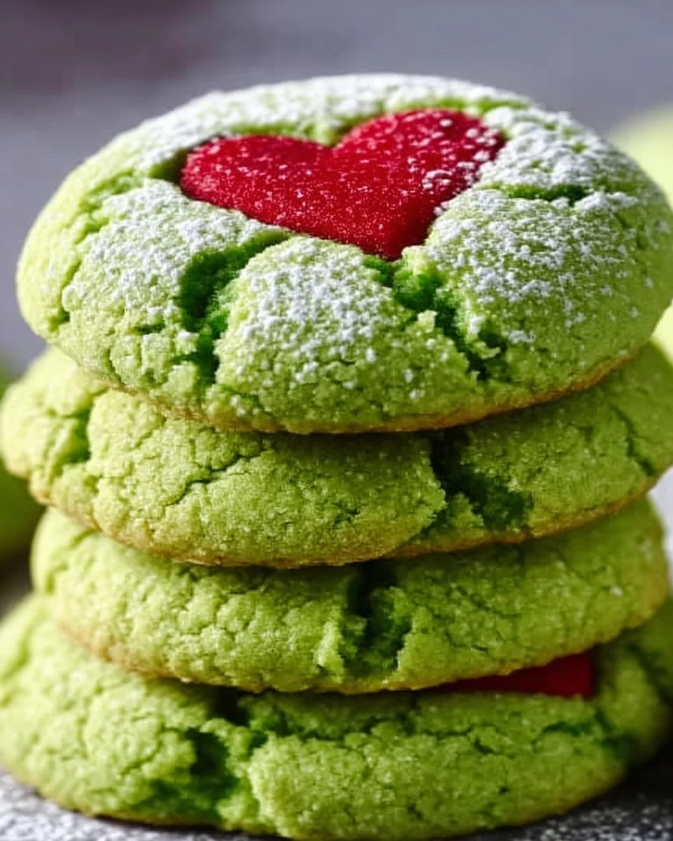 Delicious Grinch Cookies decorated for Christmas