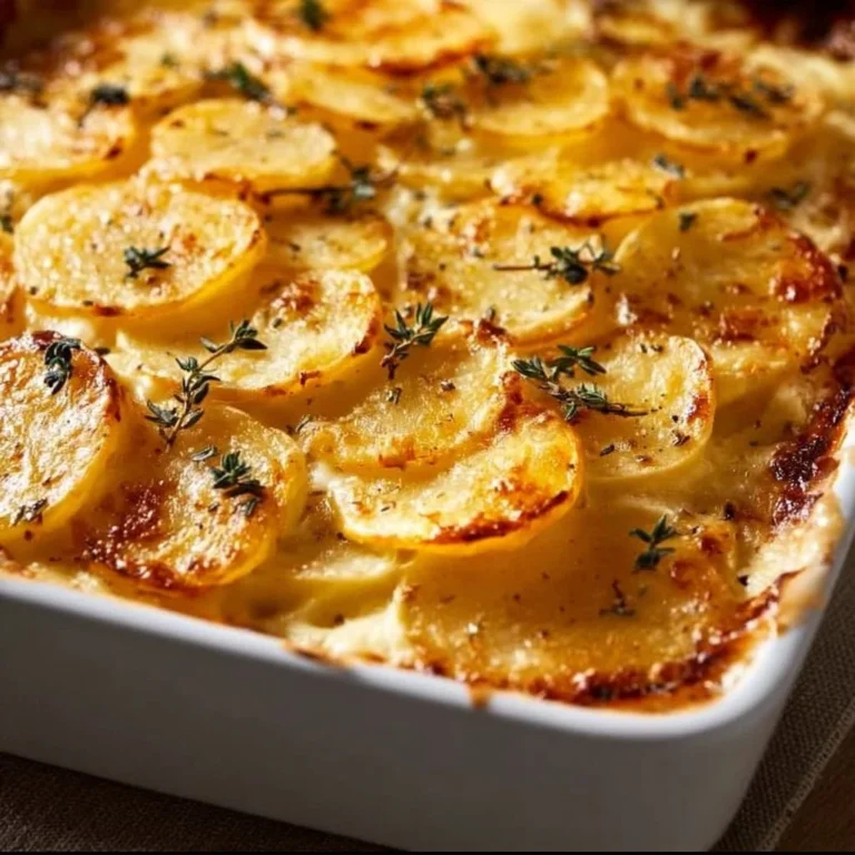 Delicious Gruyère Potatoes Au Gratin topped with melted cheese