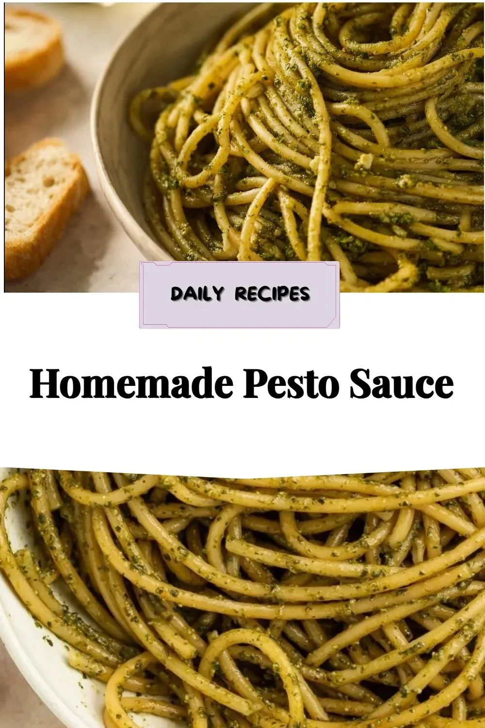 A bowl of homemade pesto sauce made with basil, garlic, and olive oil.