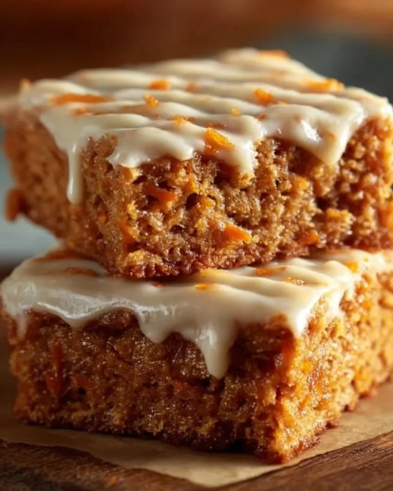 Deliciously moist carrot bars topped with cream cheese frosting