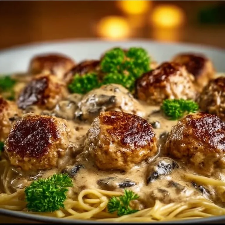 Delicious Mushroom Chicken Meatballs served for family dinner