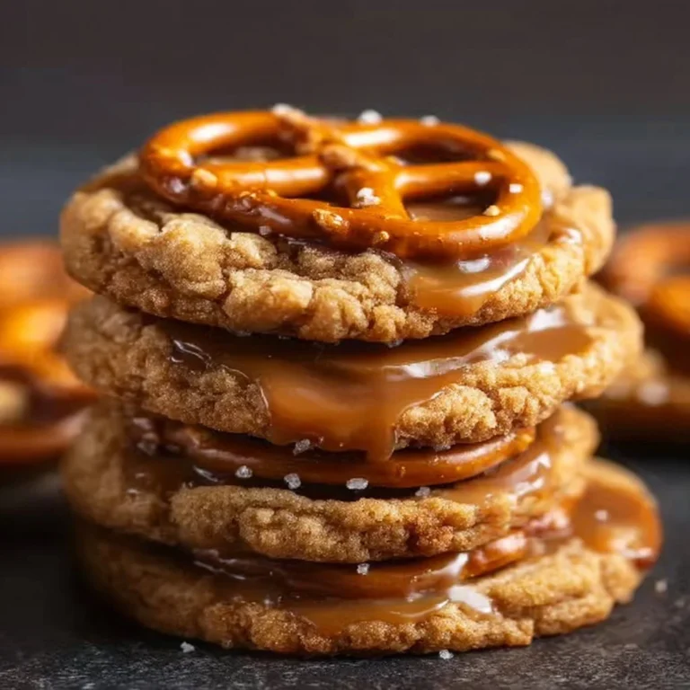 Salty-sweet pretzel peanut butter cookies on a plate.