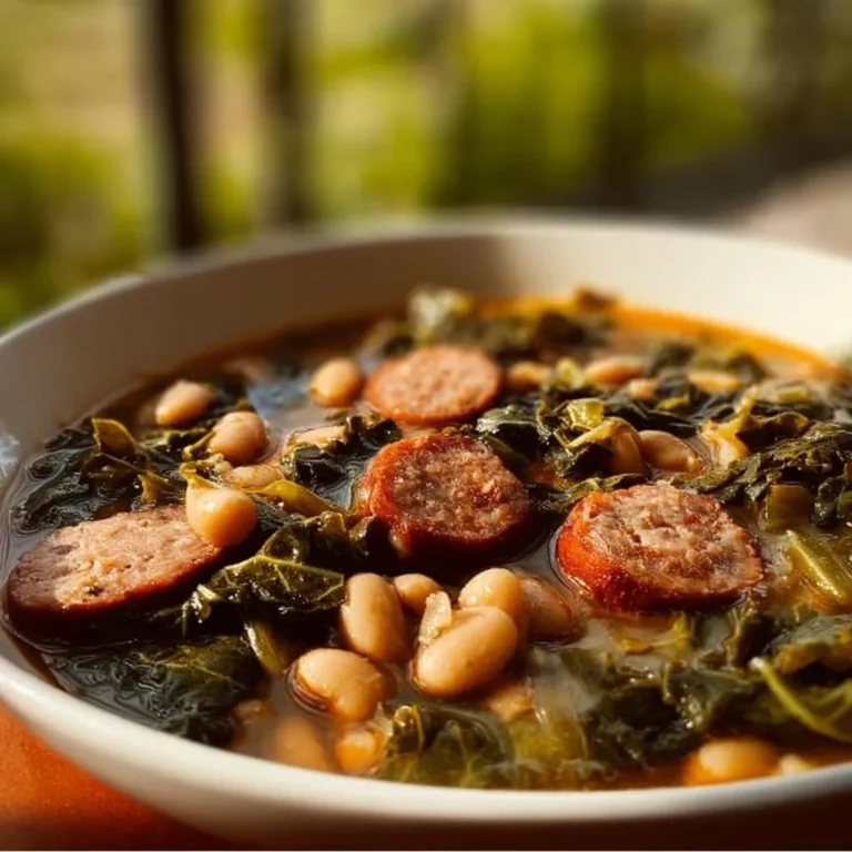Bowl of Southern soul food bean and sausage soup, delicious and hearty meal.
