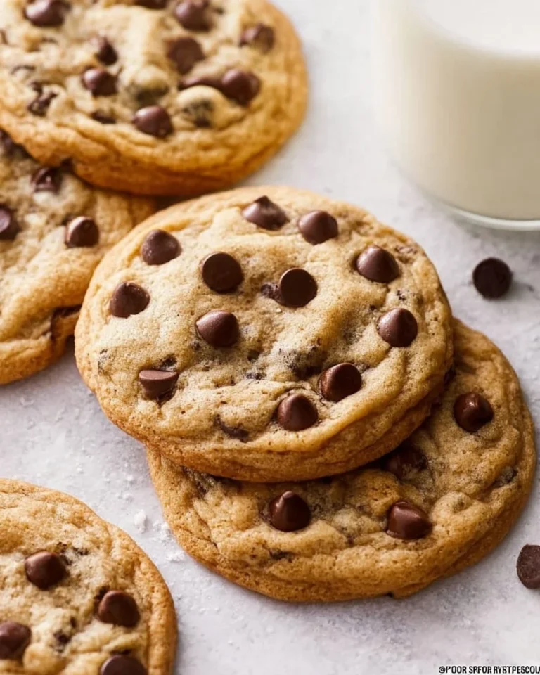Freshly baked chocolate chip cookies on a cooling rack