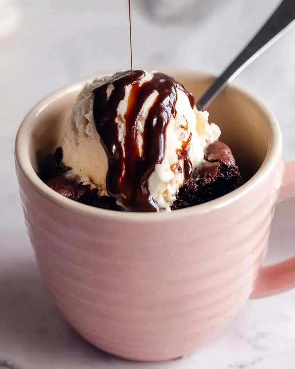 Delicious chocolate mug brownie served in a white mug