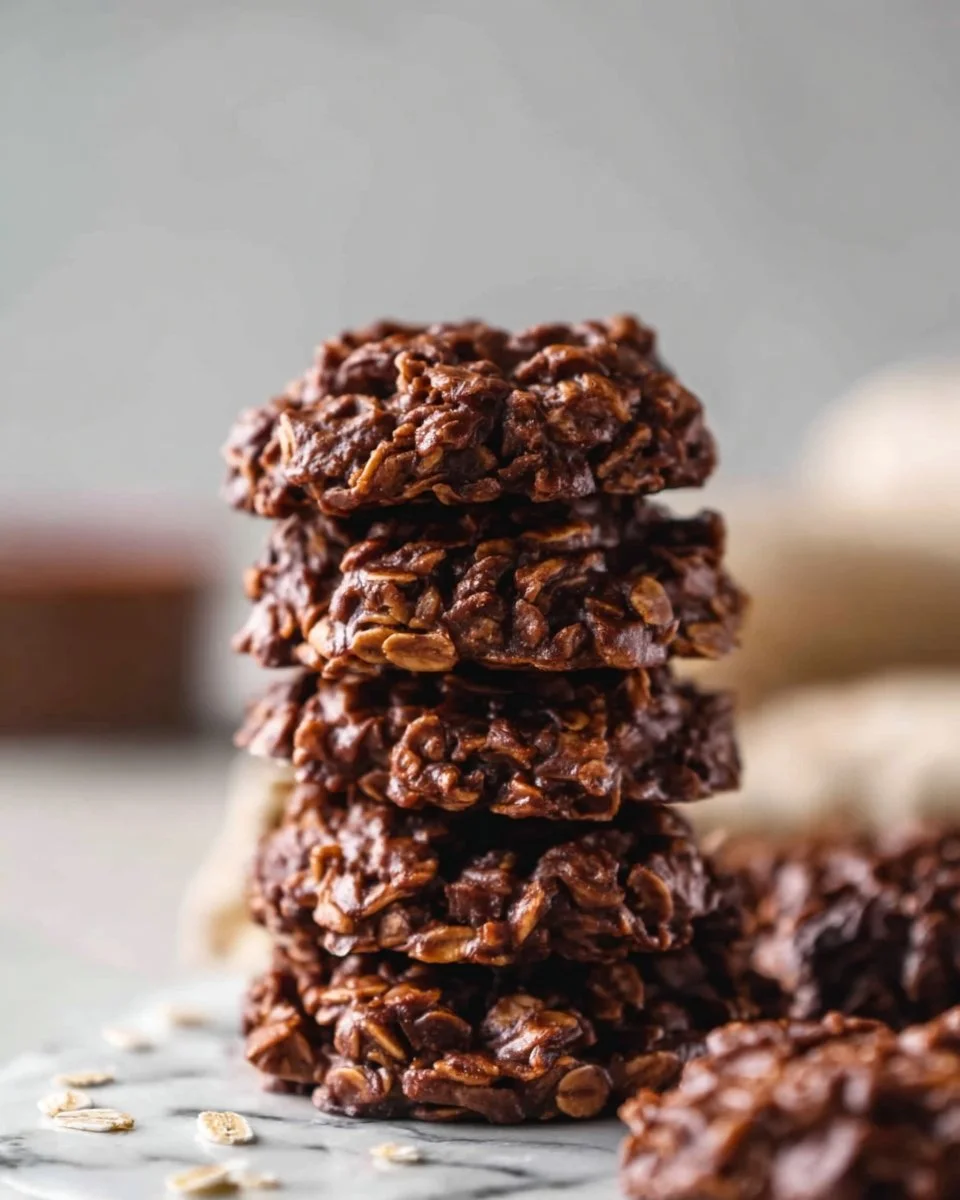 A plate of freshly baked chocolate oatmeal cookies with chocolate chips