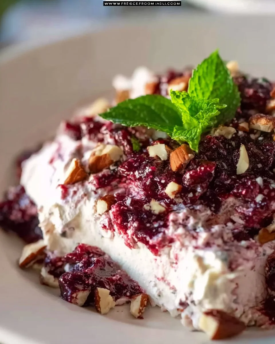 Cranberry Cream Cheese Spread with Pecans in a serving dish