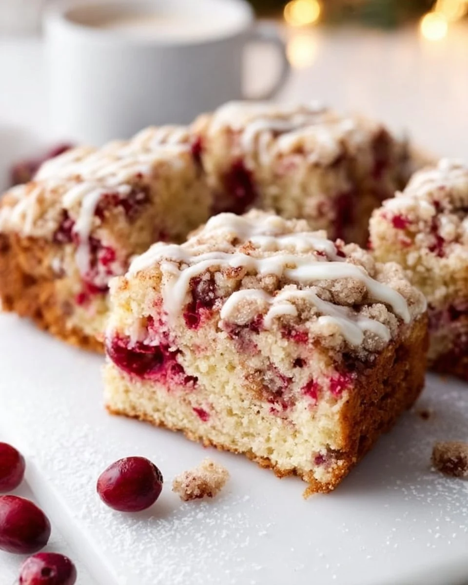 Delicious homemade Cranberry Crumb Cake with a crumb topping