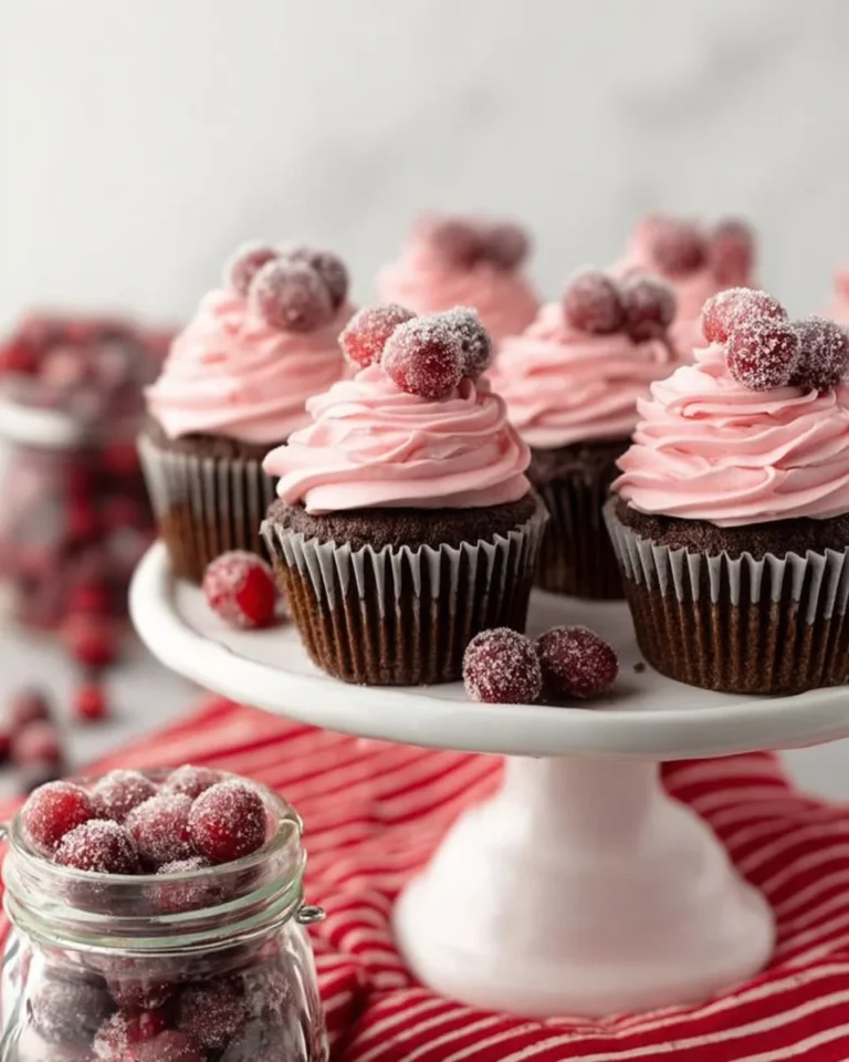 Cranberry Gingerbread Cupcakes topped with cream cheese frosting