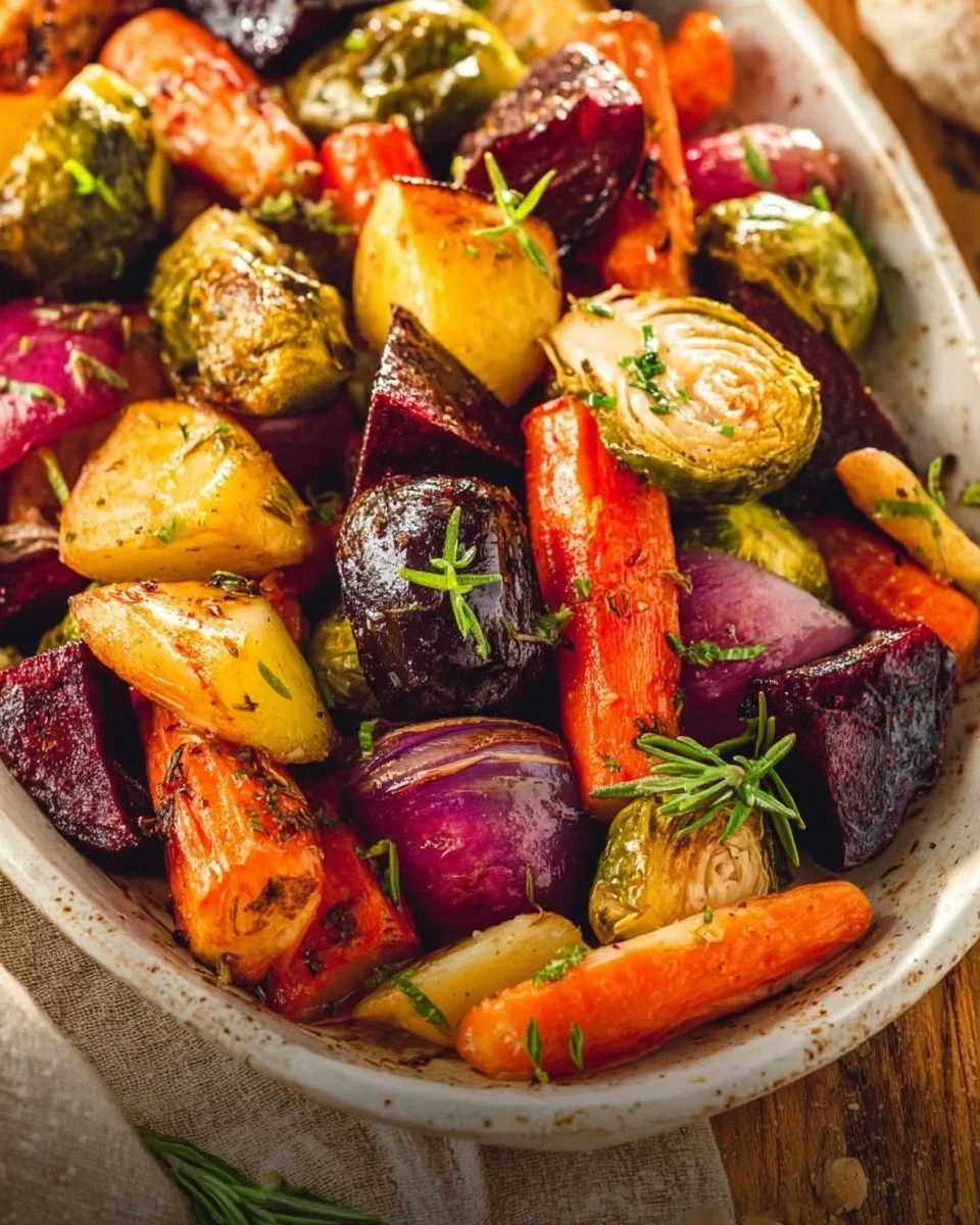 Delicious honey-roasted vegetables served as a side dish.