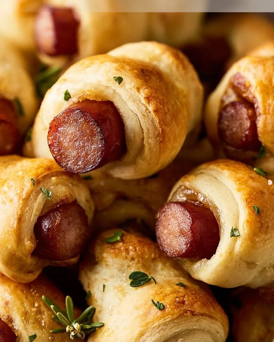Delicious pigs in a blanket appetizer served on a platter
