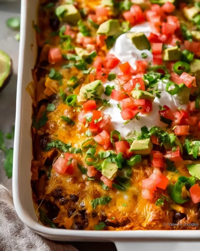 Delicious Taco Casserole baked with seasoned beef, cheese, and tortillas.