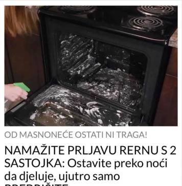 NAMAŽITE PRLJAVU RERNU S 2 SASTOJKA: Ostavite preko noći da djeluje, ujutro samo PREBRIŠITE