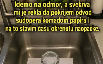 Zašto mnogi prije odlaska na odmor pokriju odvod sudopera čašom i komadom papira? Stari trik koji i danas ima smisla Zašto mnogi prije odlaska na odmor pokriju odvod sudopera čašom i komadom papira? Stari trik koji i danas ima smisla - featured image