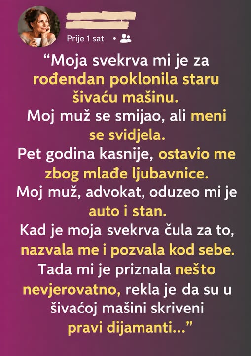 “Moja svekrva mi je za rođendan poklonila staru šivaću mašinu”. - featured image “Moja svekrva mi je za rođendan poklonila staru šivaću mašinu”. - featured image